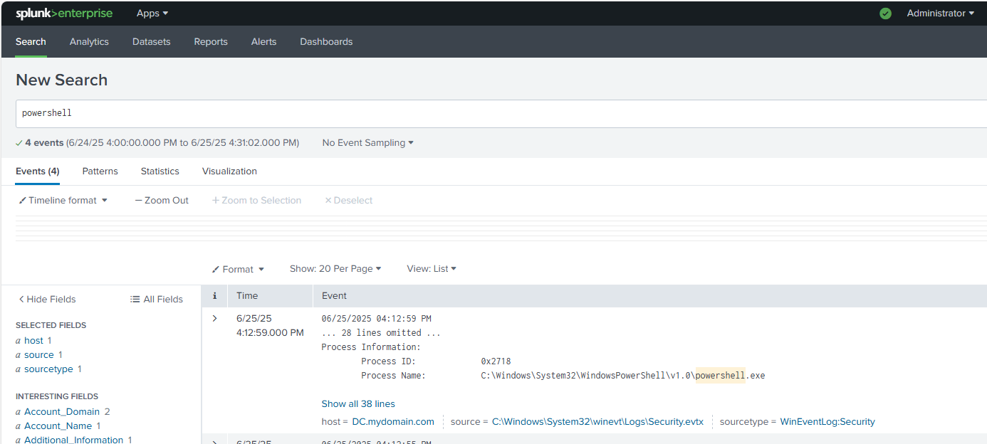 Splunk Dashboard Screenshot