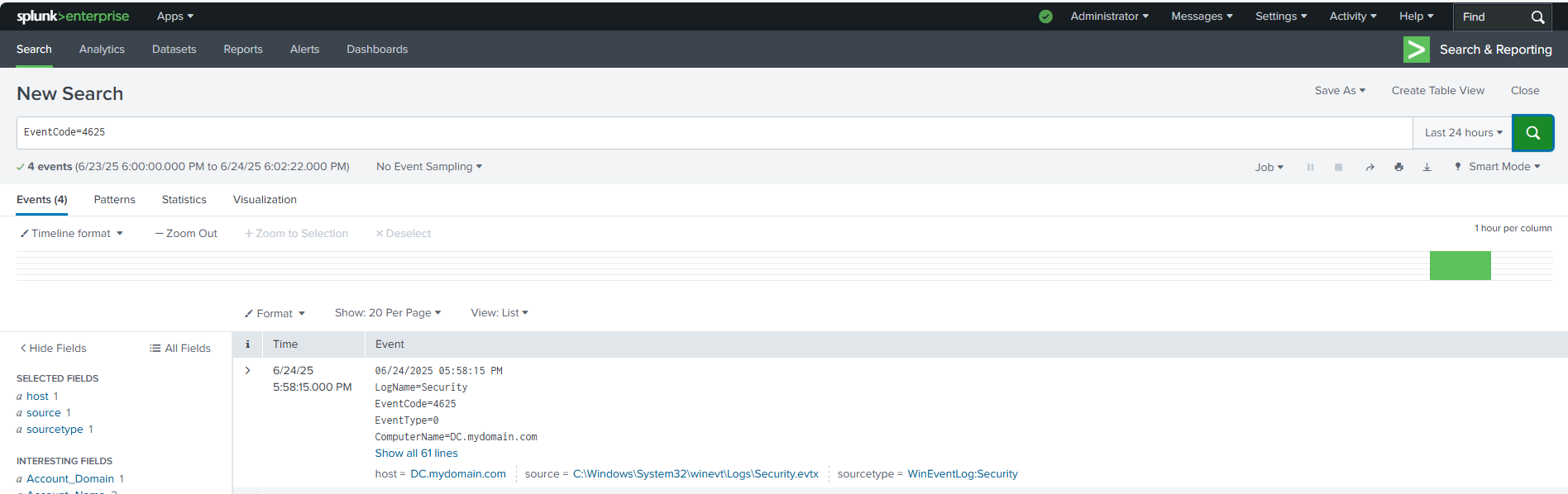 Splunk Event View Screenshot